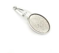 SQMSK 50 * 25 MM 30 pièces Pinces à Cheveux Ovales en métal Plateau Barrettes à Cheveux Plateau épingles à Cheveux avec Plateau Blanc Paramètres de Lunette Ronde Plateaux pour épingle à Cheveux