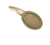 SQMSK 50 * 25 MM 30 pièces Pinces à Cheveux Ovales en métal Plateau Barrettes à Cheveux Plateau épingles à Cheveux avec Plateau Blanc Paramètres de Lunette Ronde Plateaux pour épingle à Cheveux