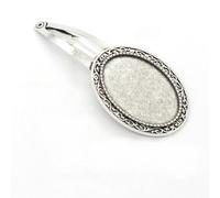 SQMSK 50 * 25 MM 30 pièces Pinces à Cheveux Ovales en métal Plateau Barrettes à Cheveux Plateau épingles à Cheveux avec Plateau Blanc Paramètres de Lunette Ronde Plateaux pour épingle à Cheveux