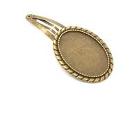 SQMSK 50 * 25 MM 30 pièces Pinces à Cheveux Ovales en métal Plateau Barrettes à Cheveux Plateau épingles à Cheveux avec Plateau Blanc Paramètres de Lunette Ronde Plateaux pour épingle à Cheveux