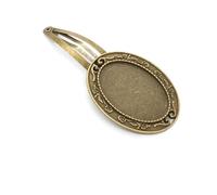 SQMSK 50 * 25 MM 30 pièces Pinces à Cheveux Ovales en métal Plateau Barrettes à Cheveux Plateau épingles à Cheveux avec Plateau Blanc Paramètres de Lunette Ronde Plateaux pour épingle à Cheveux