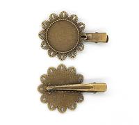 SQMSK 50 * 25MM 50pcs pinces à cheveux en métal tournesol plateau barrettes de cheveux plateau épingles à cheveux avec plateau vierge paramètres de lunette ronde plateaux pour