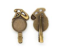 SQMSK 50 * 25MM 50pcs pinces à cheveux en métal tournesol plateau barrettes de cheveux plateau épingles à cheveux avec plateau vierge paramètres de lunette ronde plateaux pour