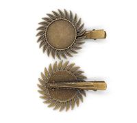 SQMSK 50 * 25MM 50pcs pinces à cheveux en métal tournesol plateau barrettes de cheveux plateau épingles à cheveux avec plateau vierge paramètres de lunette ronde plateaux pour
