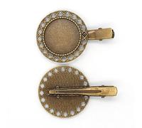 SQMSK 50 * 25MM 50pcs pinces à cheveux en métal tournesol plateau barrettes de cheveux plateau épingles à cheveux avec plateau vierge paramètres de lunette ronde plateaux pour