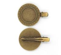 SQMSK 50 * 25MM 50pcs pinces à cheveux en métal tournesol plateau barrettes de cheveux plateau épingles à cheveux avec plateau vierge paramètres de lunette ronde plateaux pour