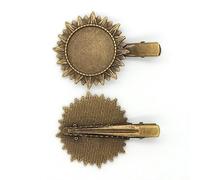 SQMSK 50 * 25MM 50pcs pinces à cheveux en métal tournesol plateau barrettes de cheveux plateau épingles à cheveux avec plateau vierge paramètres de lunette ronde plateaux pour
