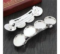 SQMSK 53 * 12MM 10 pièces pinces à cheveux en métal argenté plateau barrettes de cheveux plateau épingles à cheveux avec plateau vierge paramètres de lunette ronde plateaux pour épingle à cheveux