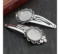 SQMSK 55 * 20 MM 10 pièces argent Snap pinces à cheveux plateau Barrettes plateau épingles à cheveux avec plateau vierge paramètres de lunette ronde plateaux pour épingle à cheveux bricolage