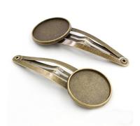 SQMSK 55 * 20 MM 10 pièces argent Snap pinces à cheveux plateau Barrettes plateau épingles à cheveux avec plateau vierge paramètres de lunette ronde plateaux pour épingle à cheveux bricolage