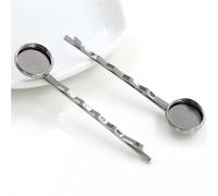 SQMSK 60 * 12MM 10 pièces pinces à cheveux en métal argenté plateau barrettes de cheveux plateau épingles à cheveux avec plateau vierge paramètres de lunette ronde plateaux pour épingle à cheveux