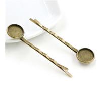 SQMSK 60 * 12MM 10 pièces pinces à cheveux en métal argenté plateau barrettes de cheveux plateau épingles à cheveux avec plateau vierge paramètres de lunette ronde plateaux pour épingle à cheveux
