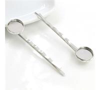 SQMSK 60 * 12MM 10 pièces pinces à cheveux en métal argenté plateau barrettes de cheveux plateau épingles à cheveux avec plateau vierge paramètres de lunette ronde plateaux pour épingle à cheveux