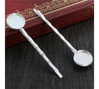 SQMSK 60 * 12MM 10 pièces pinces à cheveux en métal argenté plateau barrettes de cheveux plateau épingles à cheveux avec plateau vierge paramètres de lunette ronde plateaux pour épingle à cheveux