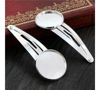 SQMSK 60 * 20 MM 10 pcs Or Rose Snap Pinces À Cheveux Plateau Barrettes Plateau Épingles À Cheveux avec Plateau Vierge Paramètres De Lunette Ronde Plateaux pour Épingle À Cheveux DIY
