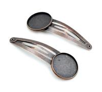 SQMSK 60 * 20 MM 10 pcs Or Rose Snap Pinces À Cheveux Plateau Barrettes Plateau Épingles À Cheveux avec Plateau Vierge Paramètres De Lunette Ronde Plateaux pour Épingle À Cheveux DIY