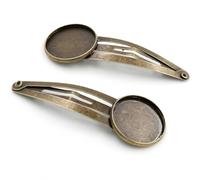 SQMSK 60 * 20 MM 10 pcs Or Rose Snap Pinces À Cheveux Plateau Barrettes Plateau Épingles À Cheveux avec Plateau Vierge Paramètres De Lunette Ronde Plateaux pour Épingle À Cheveux DIY