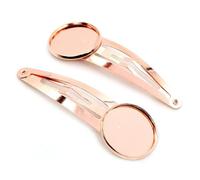 SQMSK 60 * 20 MM 10 pcs Or Rose Snap Pinces À Cheveux Plateau Barrettes Plateau Épingles À Cheveux avec Plateau Vierge Paramètres De Lunette Ronde Plateaux pour Épingle À Cheveux DIY