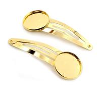 SQMSK 60 * 20 MM 10 pcs Or Rose Snap Pinces À Cheveux Plateau Barrettes Plateau Épingles À Cheveux avec Plateau Vierge Paramètres De Lunette Ronde Plateaux pour Épingle À Cheveux DIY