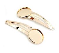 SQMSK 60 * 20 MM 10 pcs Or Rose Snap Pinces À Cheveux Plateau Barrettes Plateau Épingles À Cheveux avec Plateau Vierge Paramètres De Lunette Ronde Plateaux pour Épingle À Cheveux DIY