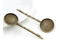 SQMSK 60 * 20 MM 10 pièces pinces à cheveux en métal argenté plateau barrettes de cheveux plateau épingles à cheveux avec plateau vierge paramètres de lunette ronde plateaux pour épingle à cheveux