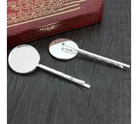 SQMSK 60 * 20 MM 10 pièces pinces à cheveux en métal argenté plateau barrettes de cheveux plateau épingles à cheveux avec plateau vierge paramètres de lunette ronde plateaux pour épingle à cheveux