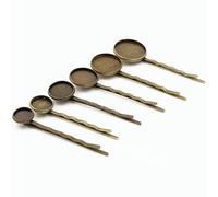 SQMSK 60 * 20 MM 10 pièces pinces à cheveux en métal argenté plateau barrettes de cheveux plateau épingles à cheveux avec plateau vierge paramètres de lunette ronde plateaux pour épingle à cheveux