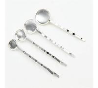 SQMSK 60 * 20 MM 10 pièces pinces à cheveux en métal argenté plateau barrettes de cheveux plateau épingles à cheveux avec plateau vierge paramètres de lunette ronde plateaux pour épingle à cheveux