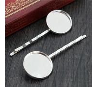 SQMSK 60 * 20 MM 10 pièces pinces à cheveux en métal argenté plateau barrettes de cheveux plateau épingles à cheveux avec plateau vierge paramètres de lunette ronde plateaux pour épingle à cheveux