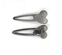 SQMSK 70 * 28MM 50pcs coeur pinces à cheveux en métal plateau barrettes à cheveux plateau épingles à cheveux avec plateau vierge paramètres de lunette ronde plateaux pour épingle à cheveux