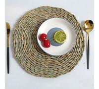 SQMSK Napperons tissés Ronds de 15 à 60 cm Napperons en Jacinthe d'eau Naturelle, Sets de Table en rotin tressé en Paille résistants à la Chaleur, chargeurs tissés à la Main