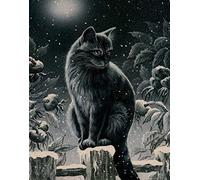 SQMXG broderie point de croix kit complet motif imprim Chat noir 11CT canevas complet pourdécoration pour enfants adultes débutant Artisanat40x50cm