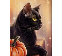 SQMXG broderie point de croix kit complet motif imprim Chat noir 11CT canevas complet pourdécoration pour enfants adultes débutant Artisanat40x50cm