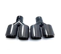 SQOFJDF Silencieux D'Échappement 1 Paire (G + D) De Silencieux D'échappement Universel Double Noir Brillant pour Automobile, Embout D'échappement Queue Gorge(60MM IN-76MM Out)