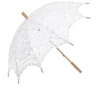 SQOIKOS Parasol en dentelle blanche - Parapluie vintage pour mariage - Parapluie en dentelle pour décoration de photos et goûters - Taille adulte