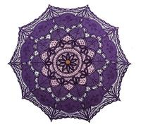 SQOIKOS Parasol en dentelle vintage pour mariage, décoration photo, thé, 81,3 cm, taille adulte (violet)