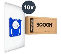 SQOON Lot de 10 sacs d'aspirateur compatibles avec AEG VX6 / VX7, Philips & Electrolux Standard Bag 3D, avec nouvelle technologie de connexion, sacs d'aspirateur de rechange, haute filtration pour une