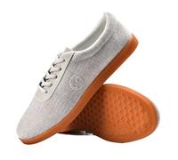 SQOYEI Antidérapantes Semelles en Tendon de Bœuf Chaussures Kung Fu pour Personnes âgées, Adolescents Respirantes Chaussures de Taekwondo Danse Amortissantes(Gray,43EU)