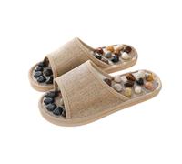 SQOYEI Caillou Chaussons de Massage des Pieds, Ménage Pantoufles de Massage pour Femme Antidérapant Pantoufles D'acupression pour L'arthrite, Pieds Plats(Brown,39-40)