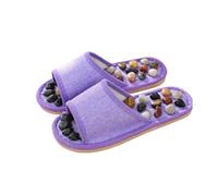 SQOYEI Caillou Chaussons de Massage des Pieds, Ménage Pantoufles de Massage pour Femme Antidérapant Pantoufles D'acupression pour L'arthrite, Pieds Plats(Purple,37-38)