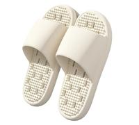 SQOYEI Chaussons de Massage des Pieds Légèreté Séchage Rapide, été Pantoufles de Massage pour Femme Antidérapant Pantoufles D'acupression pour Dortoir(Beige,44-45 EU)