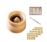 SQOYEI Ordinateur de Poche en Bois Moxa Box Avec La Carte des Points D'acupuncture, Pincettes Anti-Brûlure Coffret de Moxibustion pour La Jambe Boîte de Moxibustion(Set E)