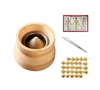 SQOYEI Ordinateur de Poche en Bois Moxa Box Avec La Carte des Points D'acupuncture, Pincettes Anti-Brûlure Coffret de Moxibustion pour La Jambe Boîte de Moxibustion(Set C)