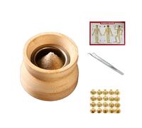 SQOYEI Ordinateur de Poche en Bois Moxa Box Avec La Carte des Points D'acupuncture, Pincettes Anti-Brûlure Coffret de Moxibustion pour La Jambe Boîte de Moxibustion(Set B)
