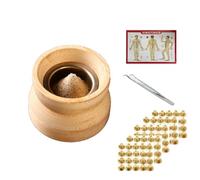 SQOYEI Ordinateur de Poche en Bois Moxa Box Avec La Carte des Points D'acupuncture, Pincettes Anti-Brûlure Coffret de Moxibustion pour La Jambe Boîte de Moxibustion(Set F)