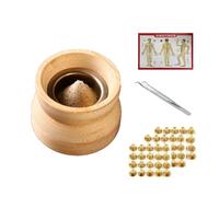 SQOYEI Ordinateur de Poche en Bois Moxa Box Avec La Carte des Points D'acupuncture, Pincettes Anti-Brûlure Coffret de Moxibustion pour La Jambe Boîte de Moxibustion(Set D)