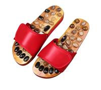 SQOYEI Pantoufles de Massage pour Femme Caillou Pantoufles D'acupression pour La Fasciite Plantaire, Réglable Chaussons de Massage des Pieds Antidérapant(Red,37-38EU_PEBBLES)