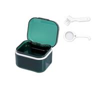 SQOYEI Pc Boite Appareil Dentaire Scellé Et Fuite Boite Gouttiere Dentaire avec Un Panier de Vidange, Bureau Boite a Dentier Adulte Récipient de Trempage de Prothèse(Set A)