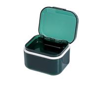 SQOYEI Pc Boite Appareil Dentaire Scellé Et Fuite Boite Gouttiere Dentaire avec Un Panier de Vidange, Bureau Boite a Dentier Adulte Récipient de Trempage de Prothèse(Vert)