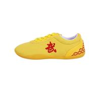 SQOYEI Professionnelles Toile Chaussures Kung Fu Souples Respirantes, Légères Chaussures de Taekwondo Rembourrées pour Le Basket-Ball(Jaune,41 EU)